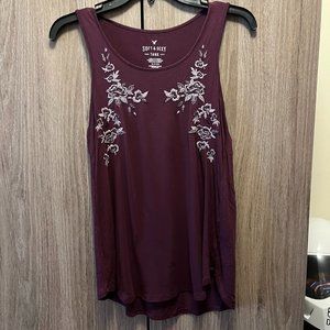 AMERICAN EAGLE, Soft & Sexy collection, maroon embroidered tank top, size SMALL